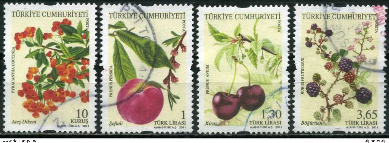 Turkey 2011 Mi 3914-3917 Fruits, Flora | Pyracantha, Peach, Wild Cherry, Blackberry - Usati