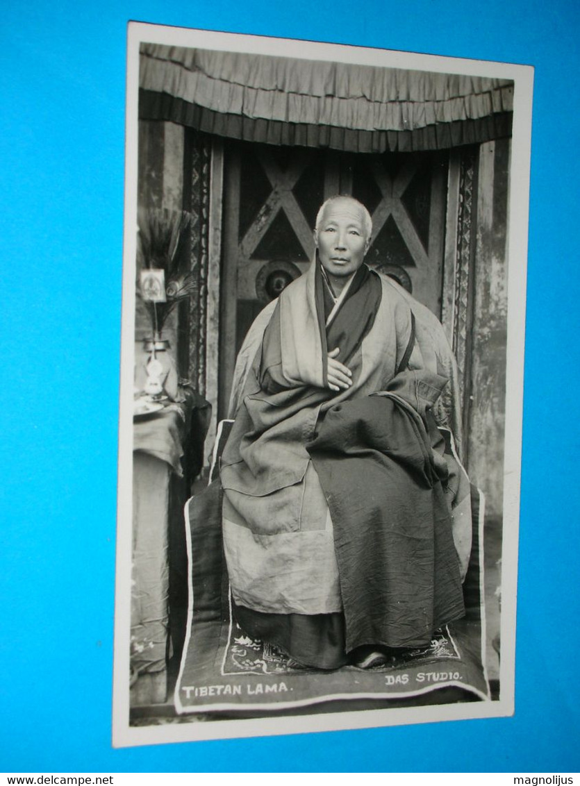 Tibet,China,Xizang,Tibetan Buddhist Lama Priest,real Person,ethnic,costume,religion,original Photo,vintage Postcard,rare - Tíbet