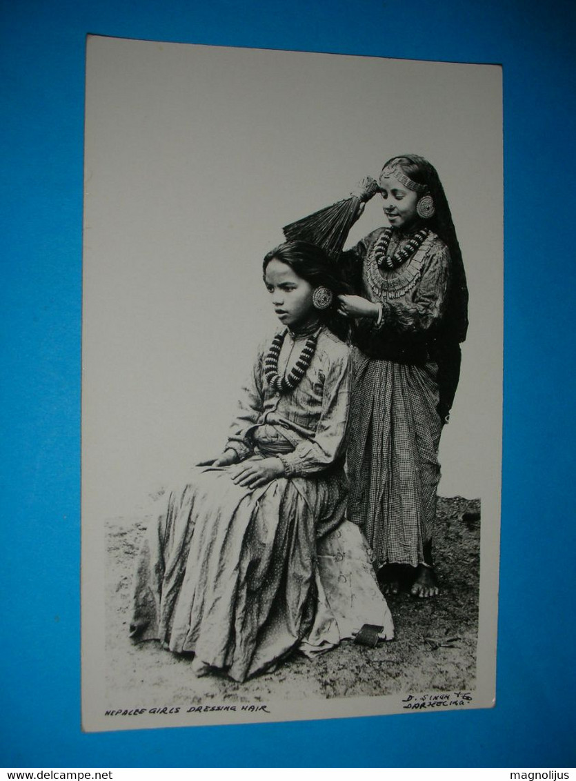 R,Tibet,China,Xizang,Nepal Girls Hair Dressing,folklore Jewelry,costumes,real Persons,photo,vintage Postcard,rare - Tíbet