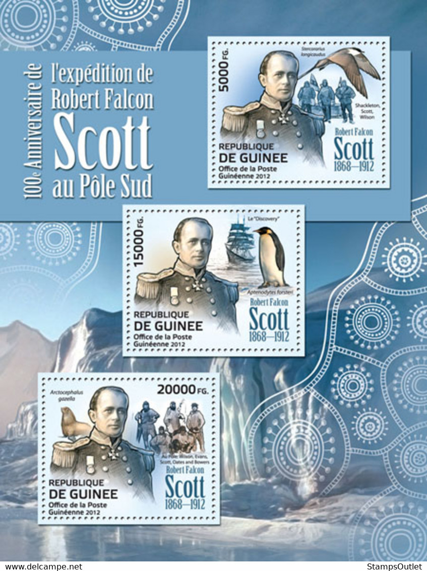 Guinea 2012 - Robert Falcon Scott (1868-1912). Y&T 6331-6333, Mi 9224-9226 - Guinea (1958-...)