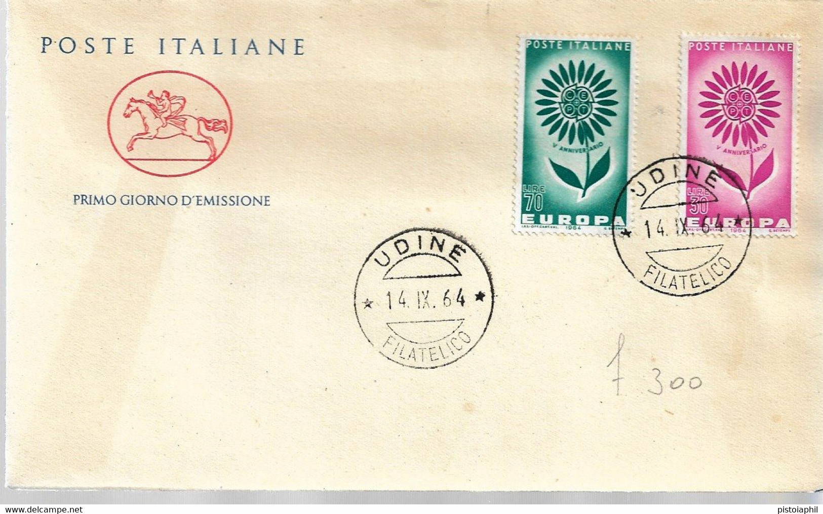 Fdc Poste Italiane  "Cavallino" : EUROPA 1964;  No Viaggiata; AF_Udine - FDC