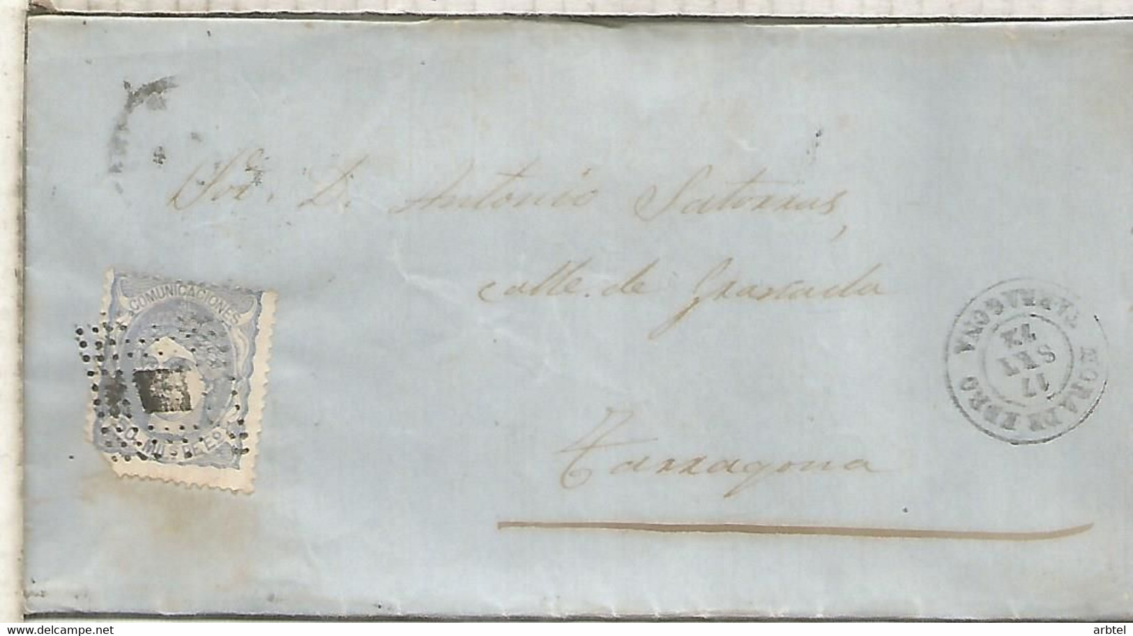 GOBIERNO PROVISIONAL  ENVUELTA  DE MORA DE EBRO A TARRAGONA 1872 - Lettres & Documents