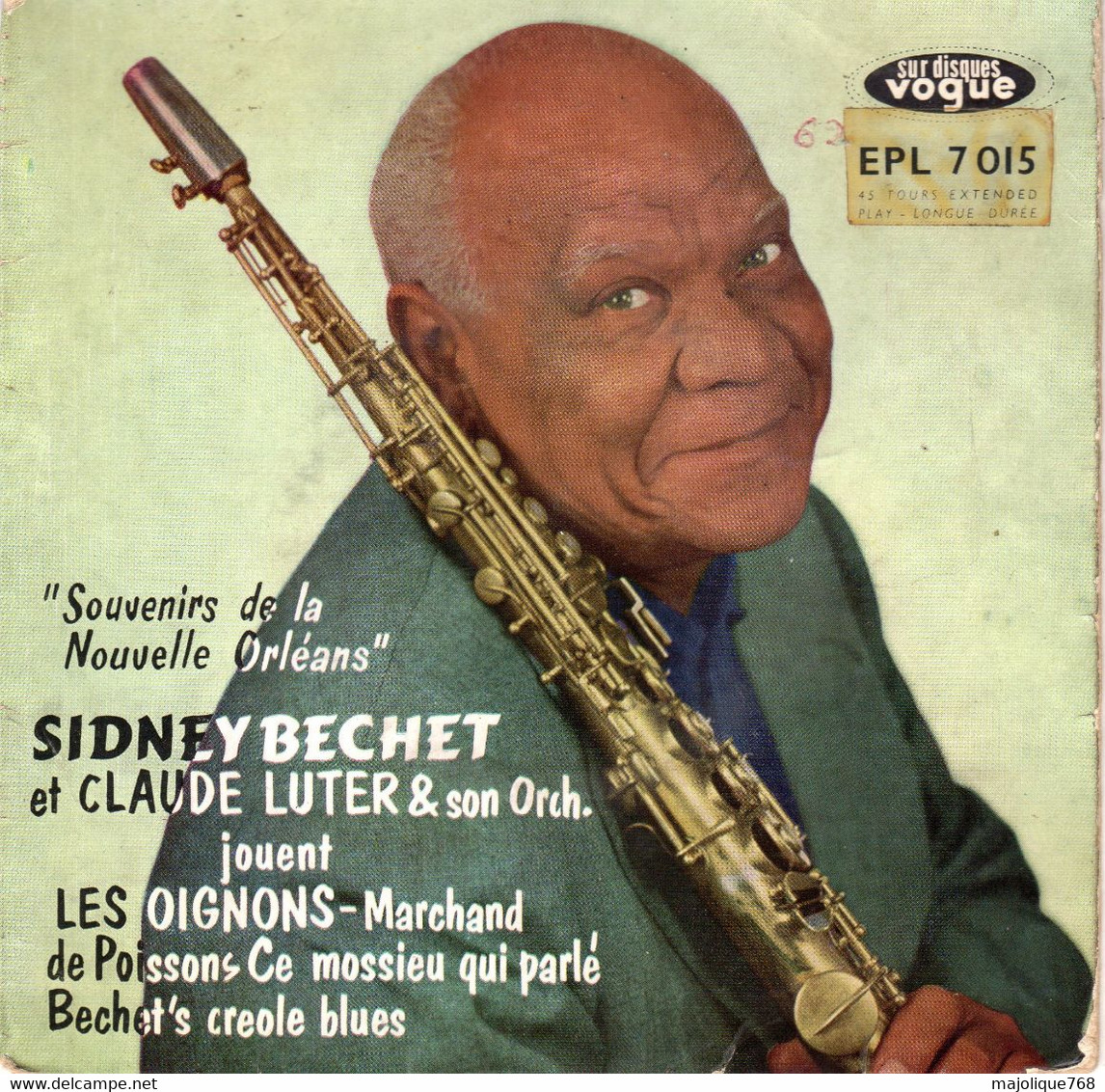 Disque - Sidney Bechet Et Claude Luter & Son Orch - Les Oignons - Vogue ELP 7015 - France 1958 - Jazz