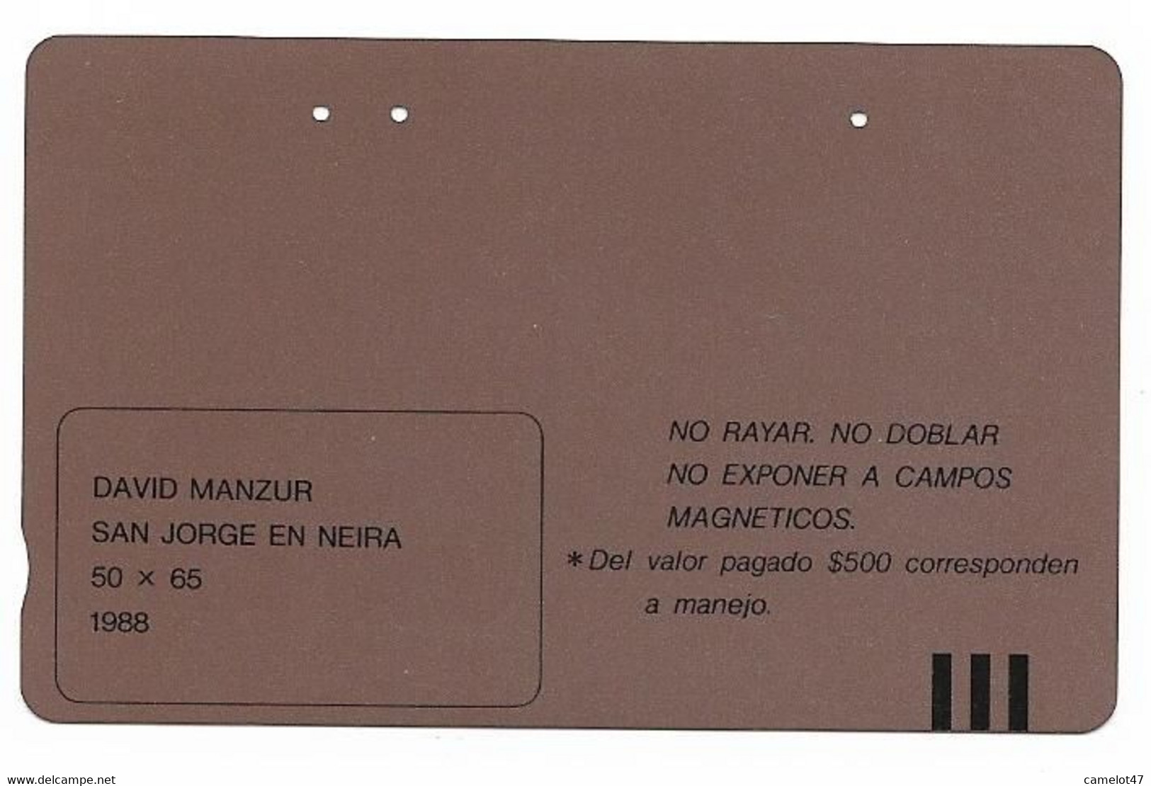 Colombia Tamura Used Phone Card, No Value, Collectors Item. Painting # Colombia-41 - Colombia