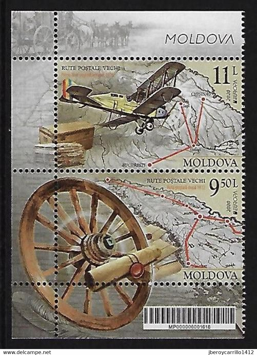 MOLDAVIA /MOLDOVA /MOLDAWIEN  -EUROPA 2020 -"ANTIGUAS RUTAS POSTALES -ANCIENT POSTAL ROUTES"- SERIE- V- IZQ - BF BOOKLET - 2020