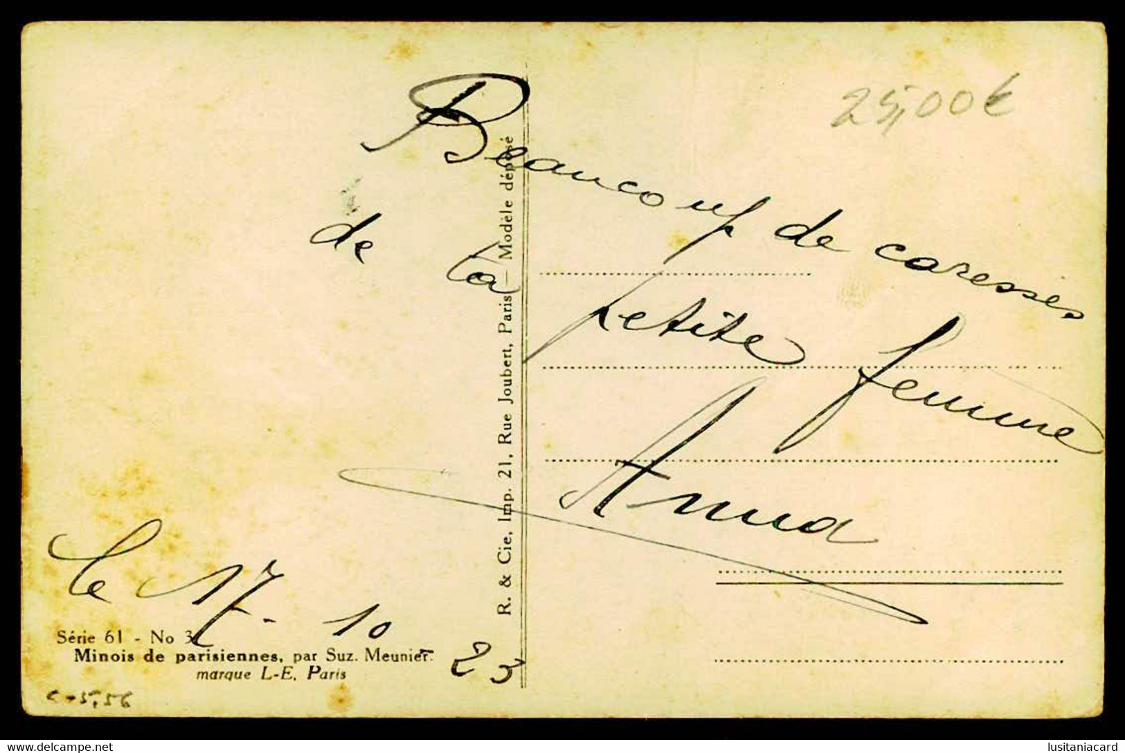 FRANCE - ILLUSTRATEURS  -« Suzanne Meunier» -"Minois De Parisiennes" (Ed. R. & Cie. Série  61 Nº 3 ) Carte Postale - Meunier, S.