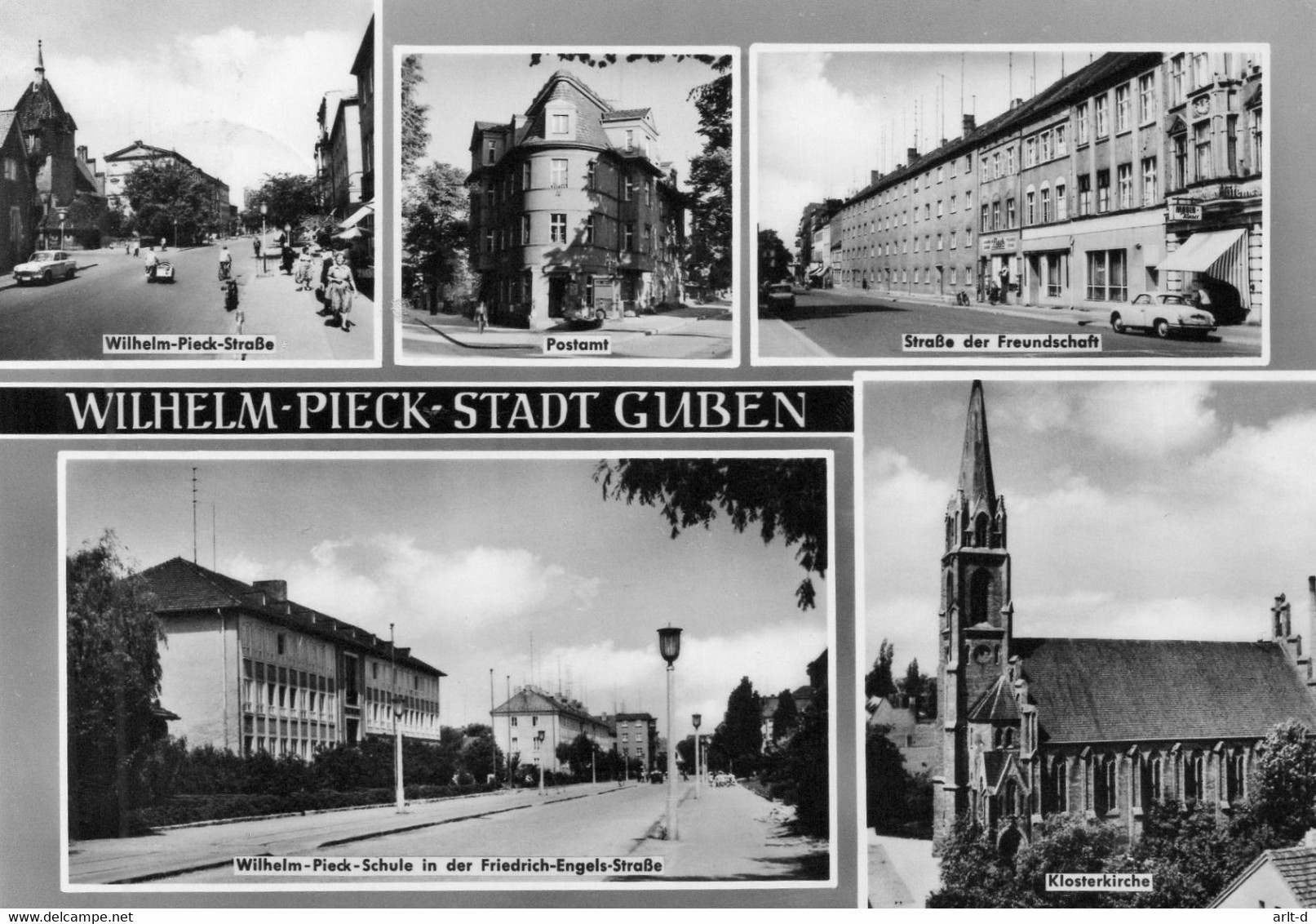 DC2151 - Postkarte Guben, Wilhelm-Pieck-Straße. Postamt, Schule - Guben