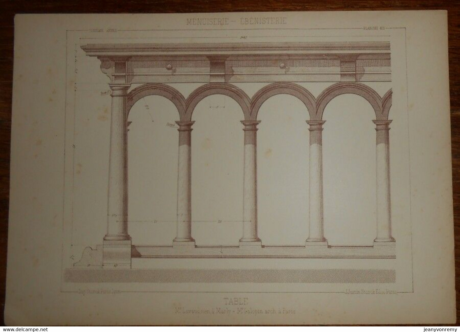 Table. Menuiserie - Ebénisterie. M. Lavaud, Menuisier à Marly. M. Galopin, Architecte à Paris. 1887. - Other Plans