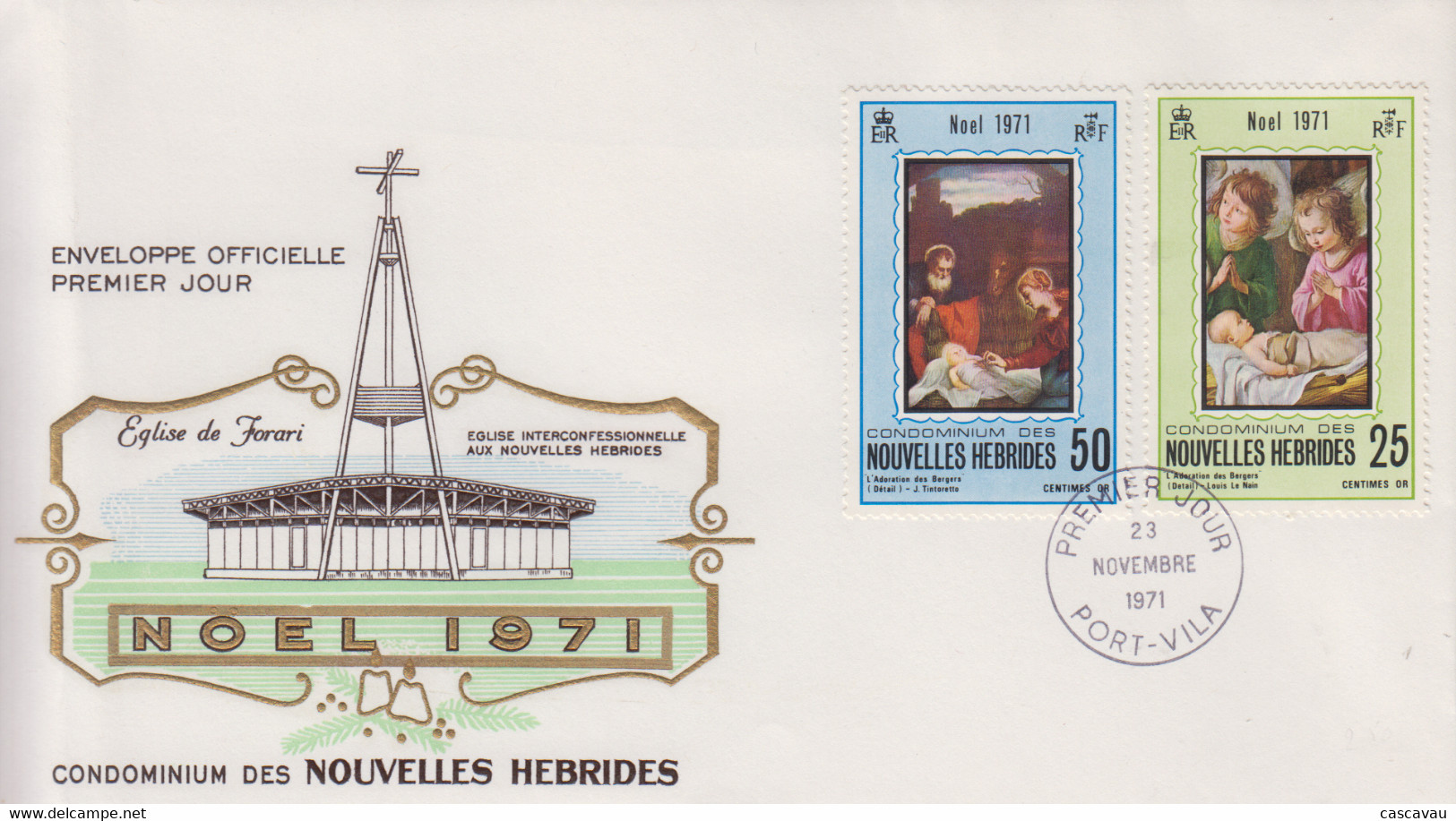 Enveloppe FDC  1er Jour   NOUVELLES  HEBRIDES   Noël  1971 - FDC