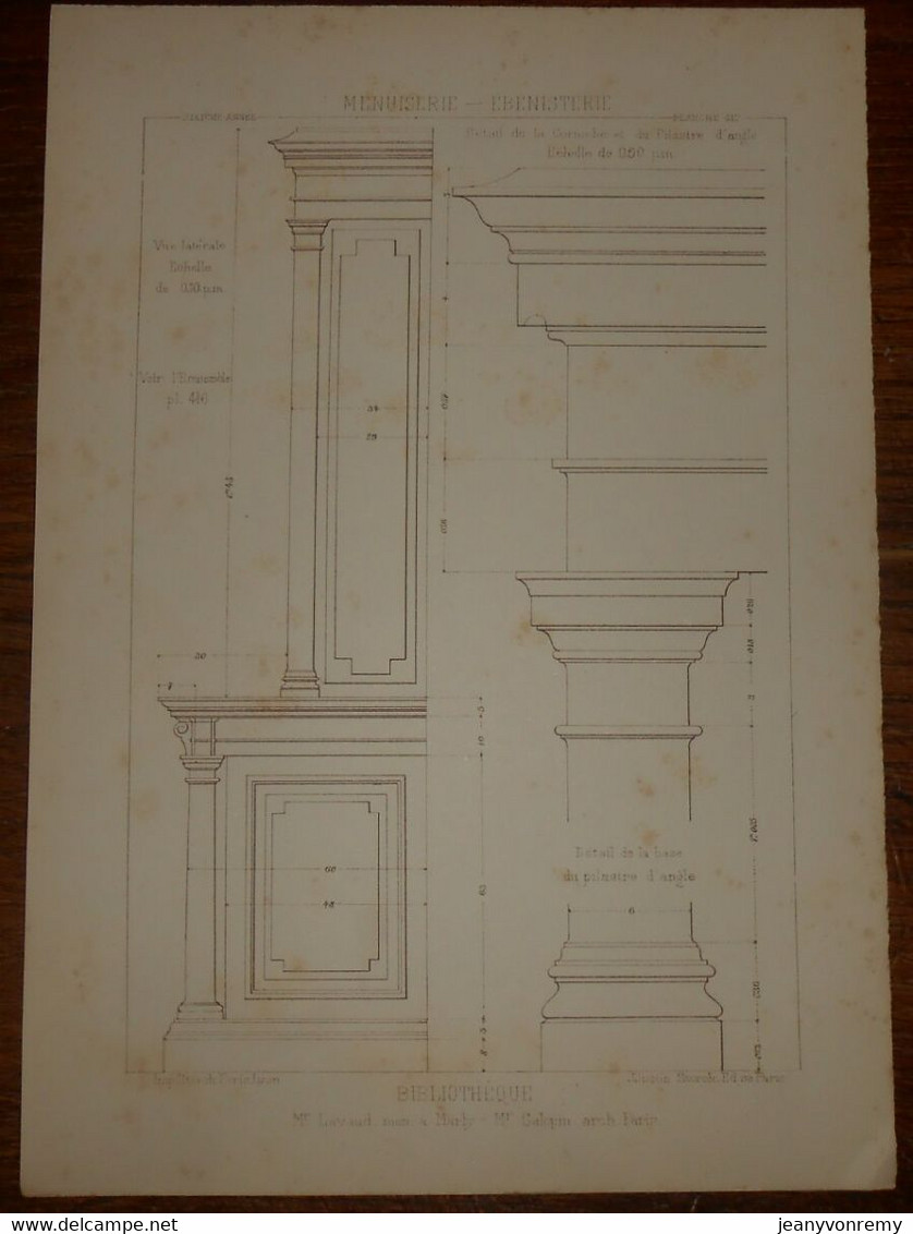 Bibliothèque. Menuiserie - Ebénisterie. M. Lavaud, Menuisier à Marly. M. Galopin, Architecte à Paris. 1887. - Other Plans