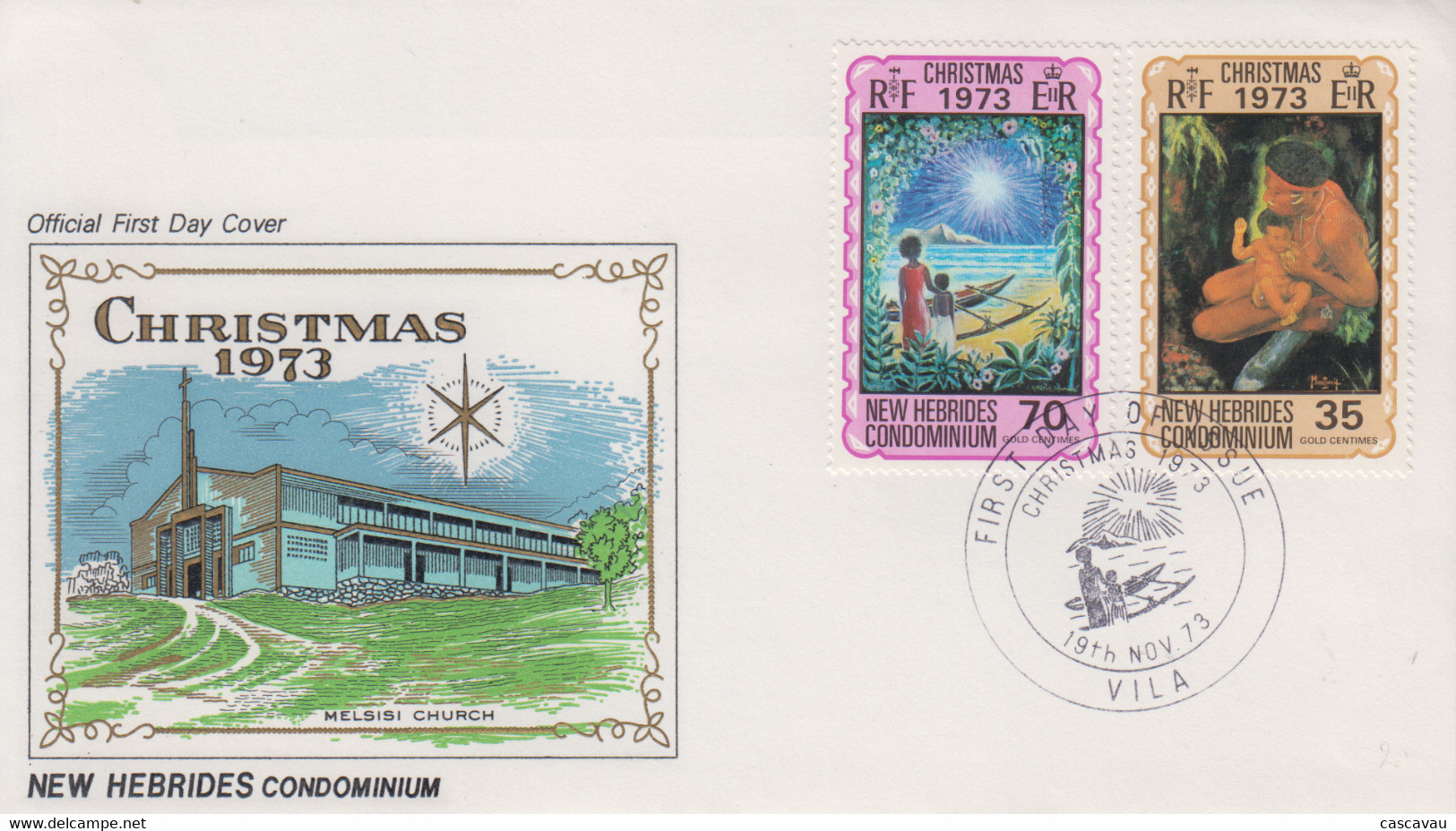 Enveloppe FDC  1er Jour   NOUVELLES  HEBRIDES   Noël  1973 - FDC