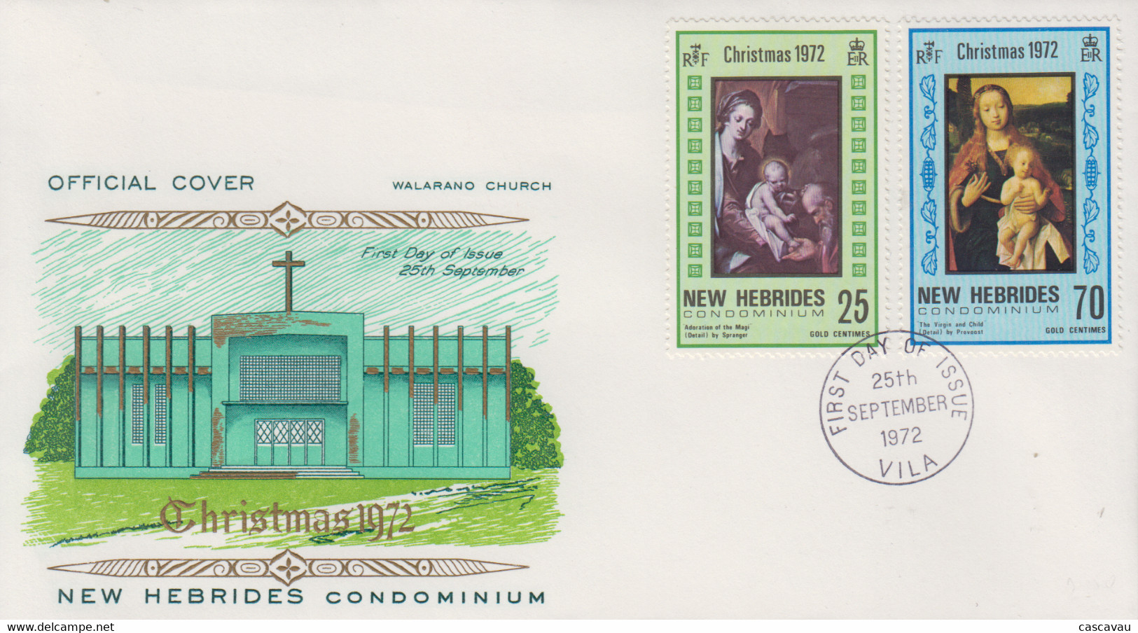 Enveloppe  FDC  1er Jour   NOUVELLES  HEBRIDES    Noël   1972 - FDC