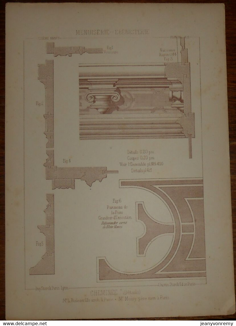 Cheminée De Salle De Chasse Menuiserie - Ebénisterie. M. Boileau, Architecte à Paris. M. Moisy, Menuisier à Paris. 1887. - Other Plans