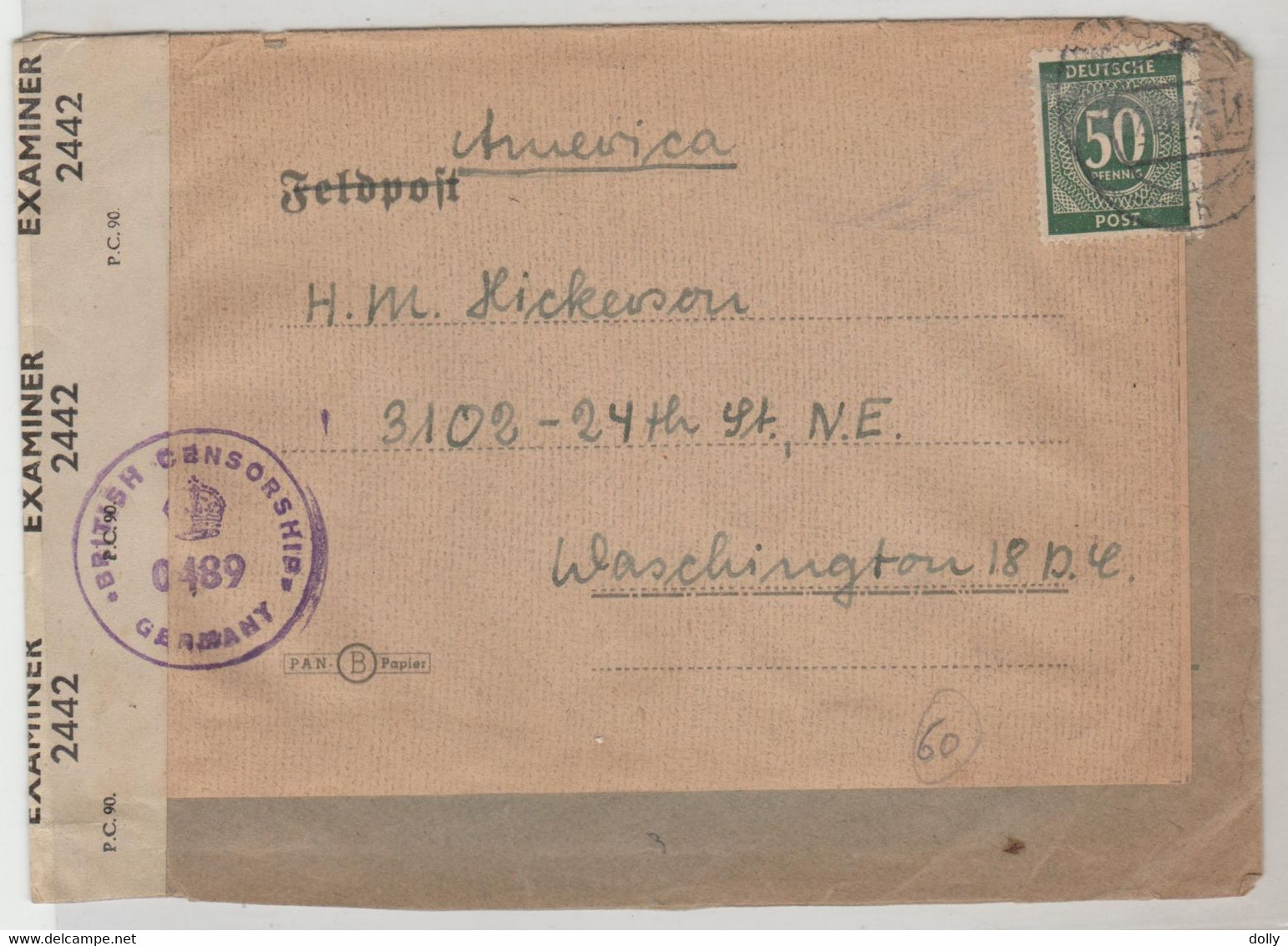 TIMBRE D ALLEMAGNE 1946 Nr 932b CENSUREE SUR LETTRE DE BRITICH ZONE  POUR LES USA - Autres & Non Classés