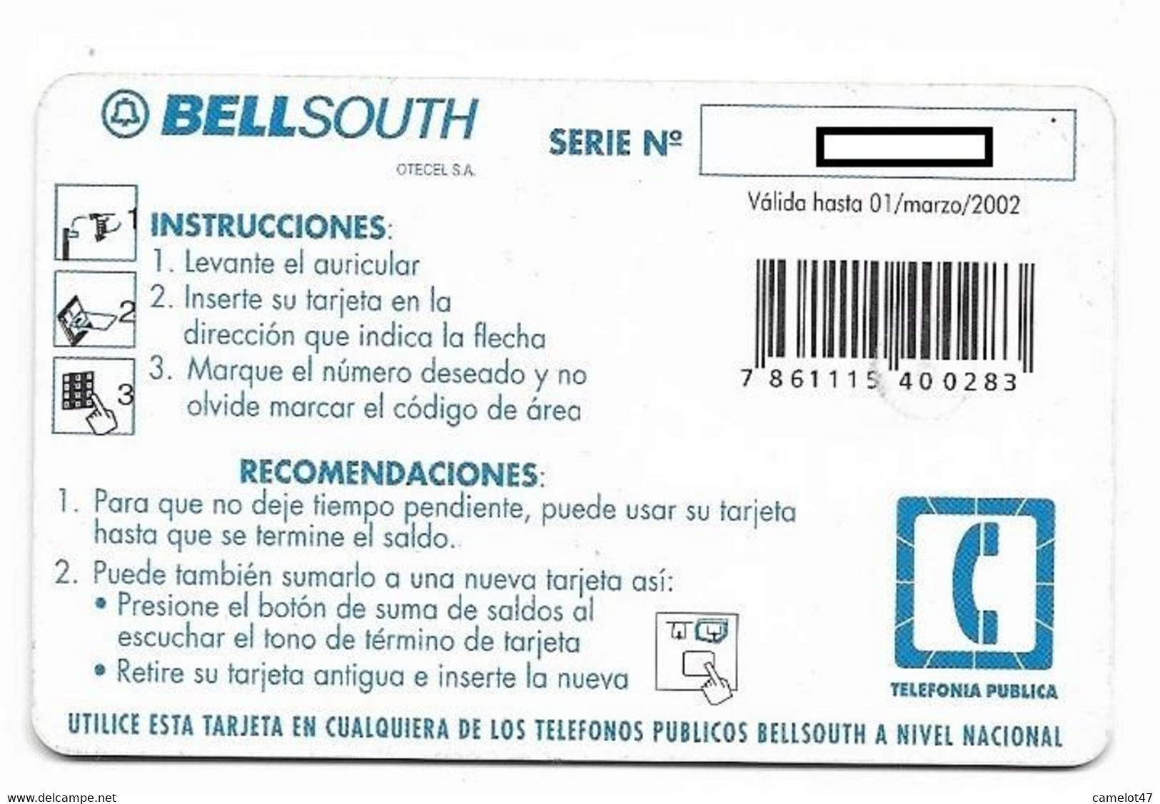 Ecuador, BellSouth Used Chip Phonecard, No Value, Collectors Item, # Ecuador-9 - Ecuador