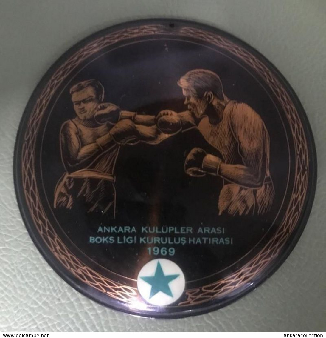 AC - INAUGURATION OF ANKARA INTERCLUB BOXING LEAGUE 1969 VINTAGE COPPER PLATE - Abbigliamento, Souvenirs & Varie