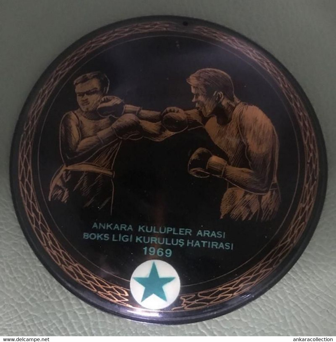 AC - INAUGURATION OF ANKARA INTERCLUB BOXING LEAGUE 1969 VINTAGE COPPER PLATE - Kleding, Souvenirs & Andere