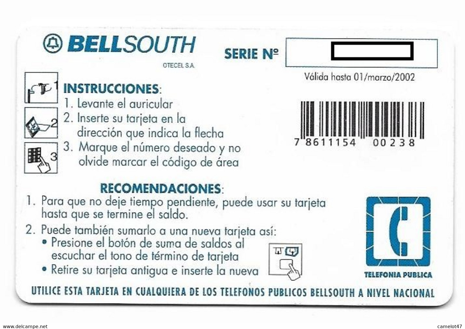 Ecuador, BellSouth Used Chip Phonecard, No Value, Collectors Item, # Ecuador-10 - Ecuador