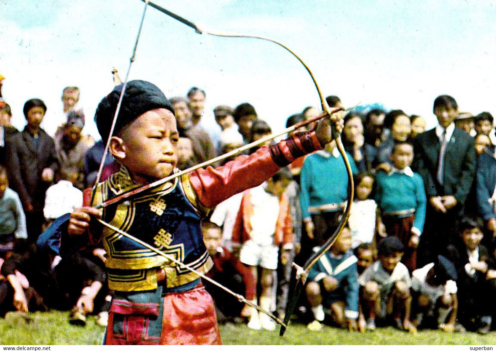 MONGOLIA : ХАРВААЧ - TIR à L' ARC / ARCHERY : YOUNG ARCHER / JEUNE HOMME Au TIR à L'ARC ~ 1975 - '979 - RARE ! (af571) - Bogenschiessen