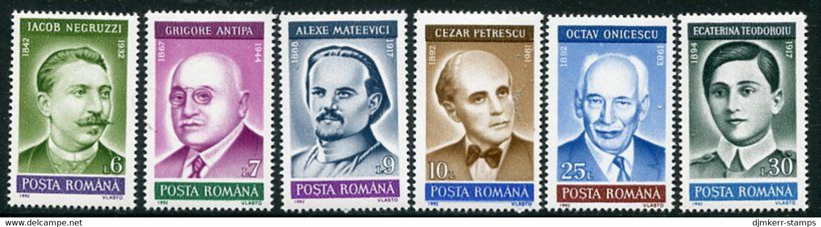 ROMANIA  1992 Personalities MNH / **.  Michel 4830-35 - Unused Stamps