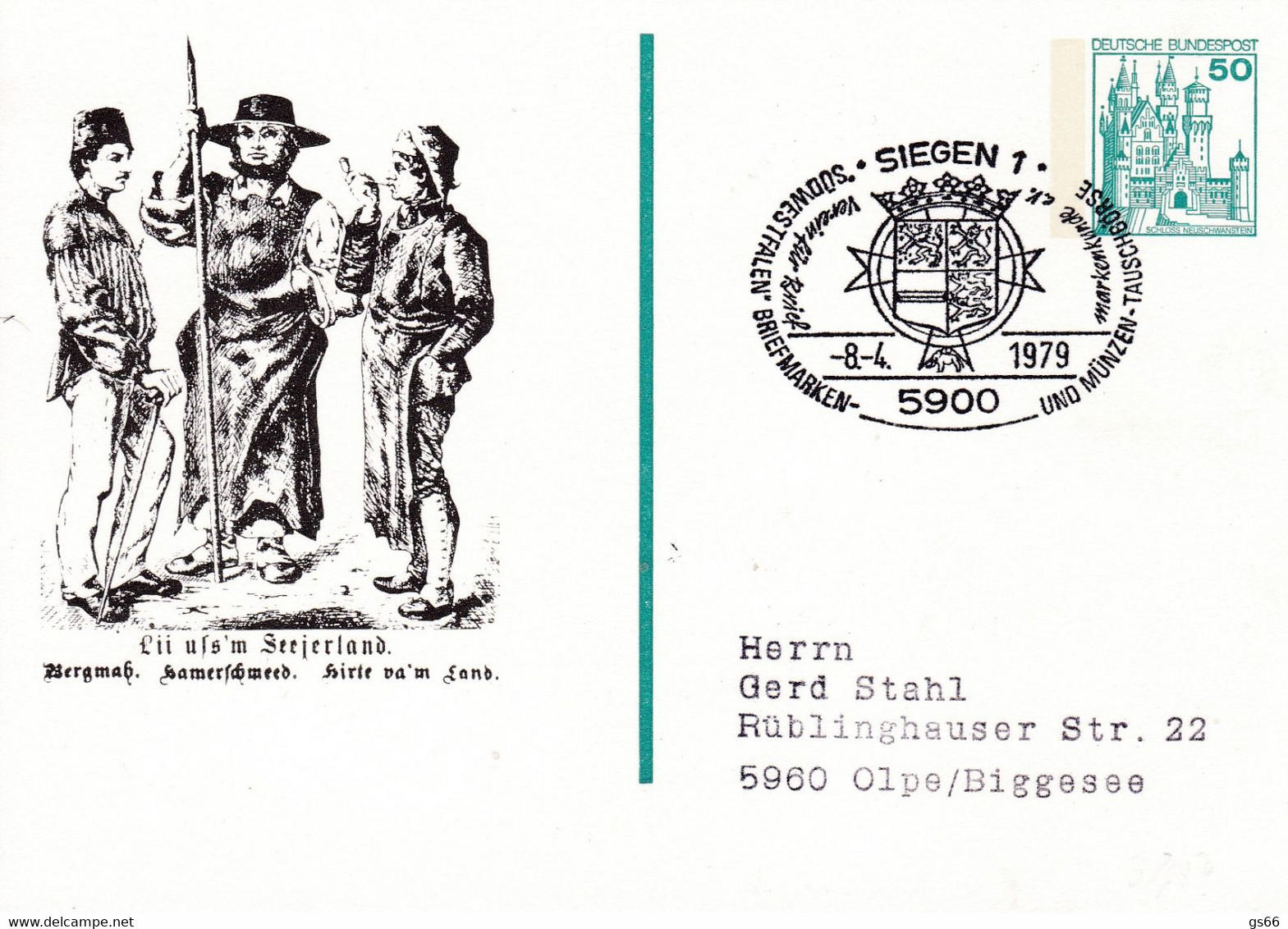 BRD, PP 103 B1/002, BuSchl. 50,  Siegen, - Cartes Postales Privées - Oblitérées