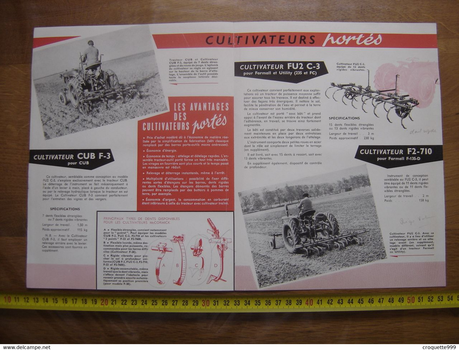 Publicite Depliant Cultivateurs Portes TRACTEURS Mc CORMICK Bouilloux Macon - Other Plans