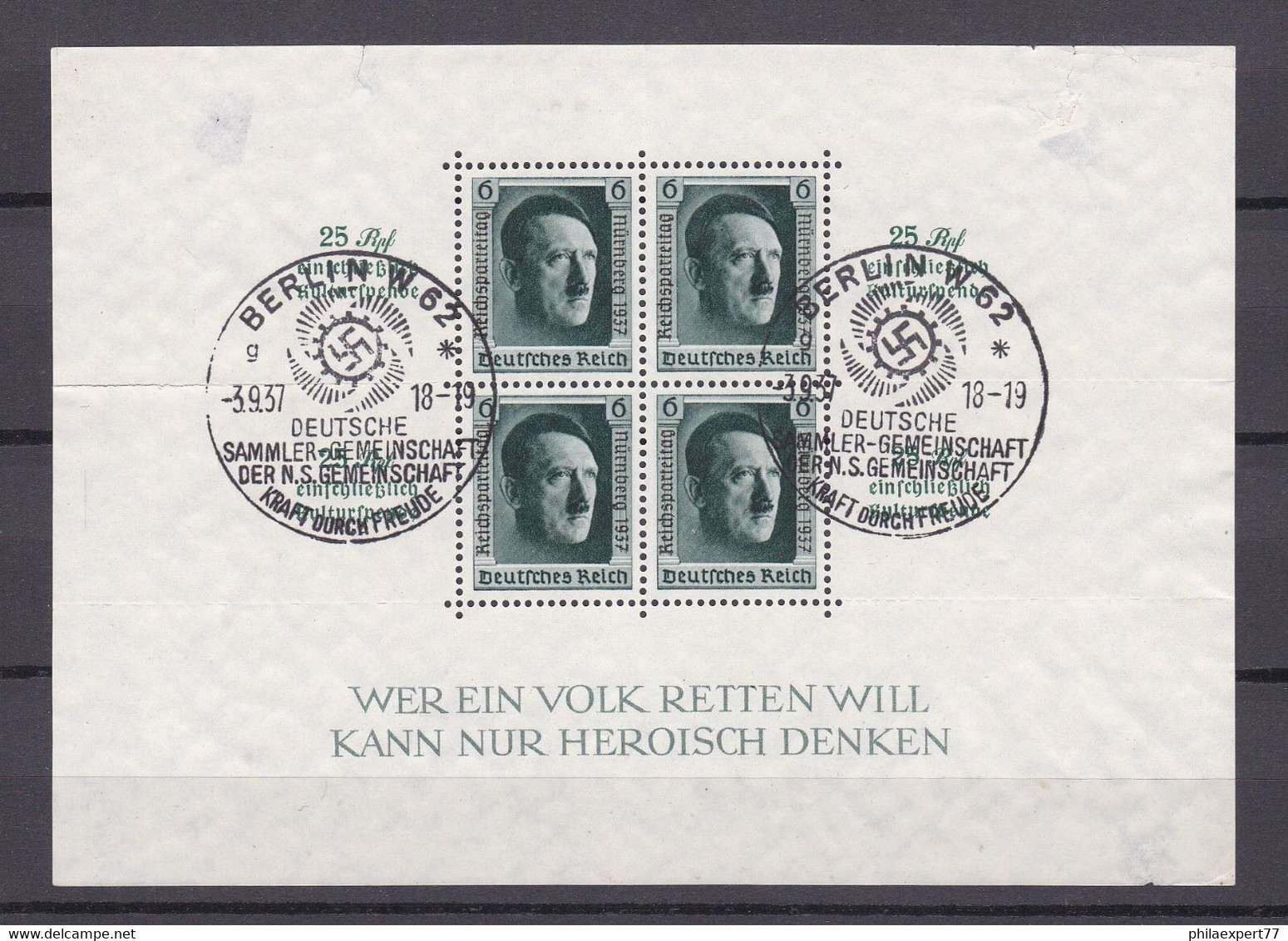 Deutsches Reich - 1937 - Michel Nr. Block 11 - Sonderstempel - Oblitérés