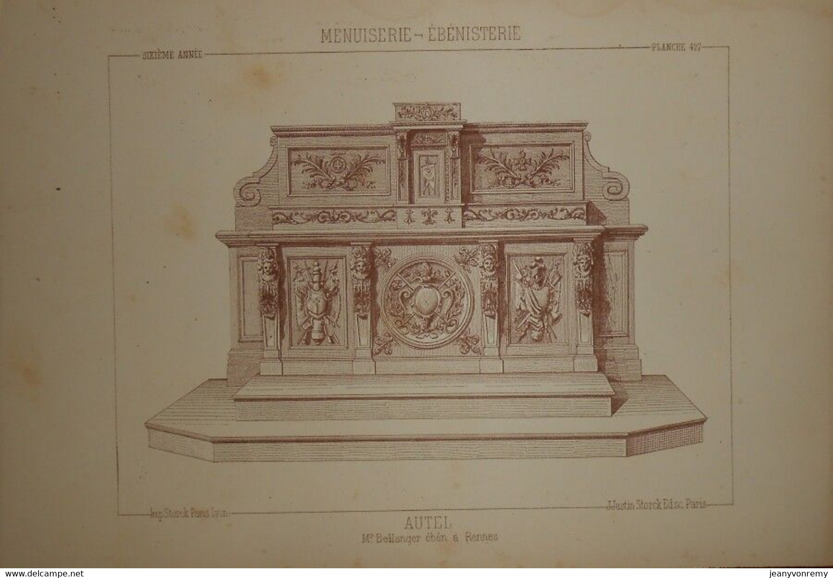 Autel. Menuiserie - Ebénisterie. M. Bellanger, ébéniste à Rennes. 1887. - Autres Plans