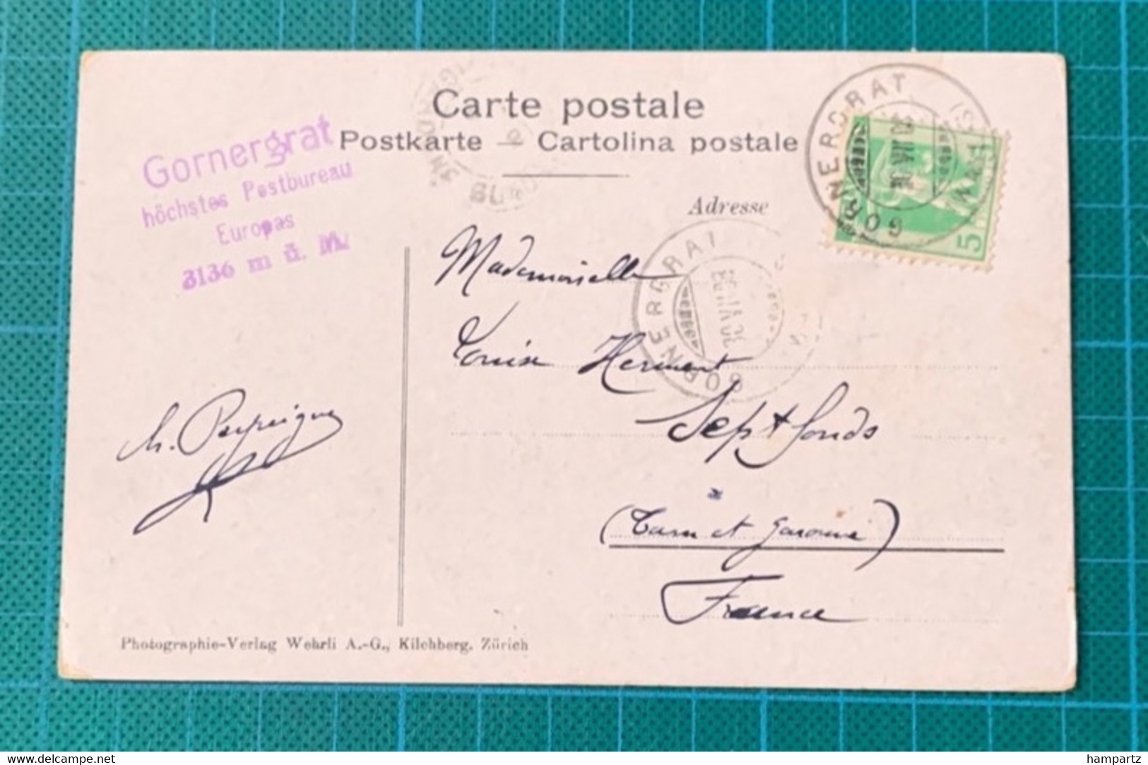 Suisse - Valais - N°Z 103 - Cas Gornergrat 1908 + Cachet "le Plus Haut Bureau De Poste D 'Europe" - - Andere & Zonder Classificatie