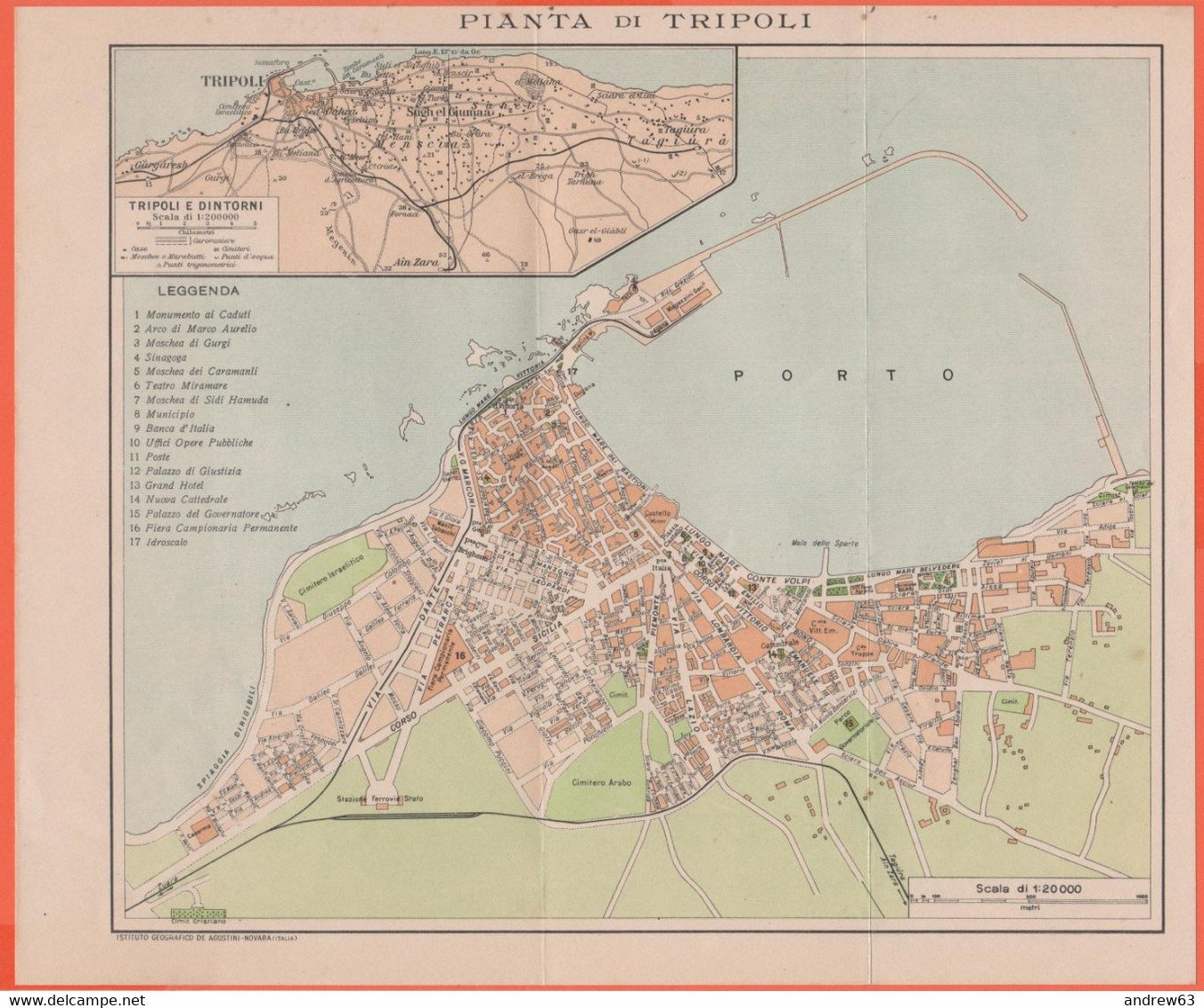 Mappa Di Tripoli - Pianta Di Tripoli E Dintorni - 19 X 22 Cm - Monde