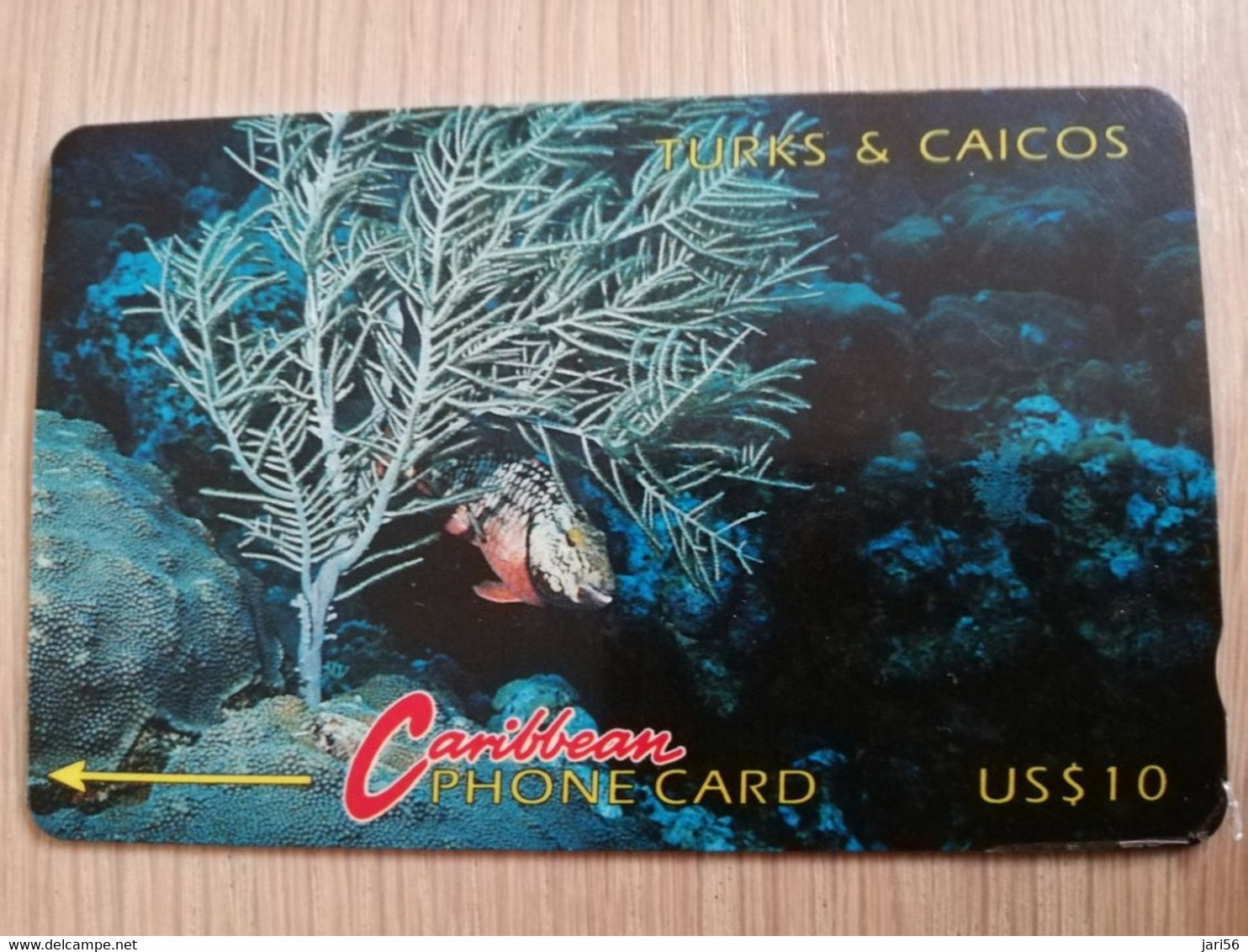 TURKS & CAICOS ISLANDS $ 5,00  GPT CARD REDBAND PARROT FISH   1E ISSUE   T&C -1C  1CTCC       Fine Used  Card  **3291** - Turks E Caicos (Isole)