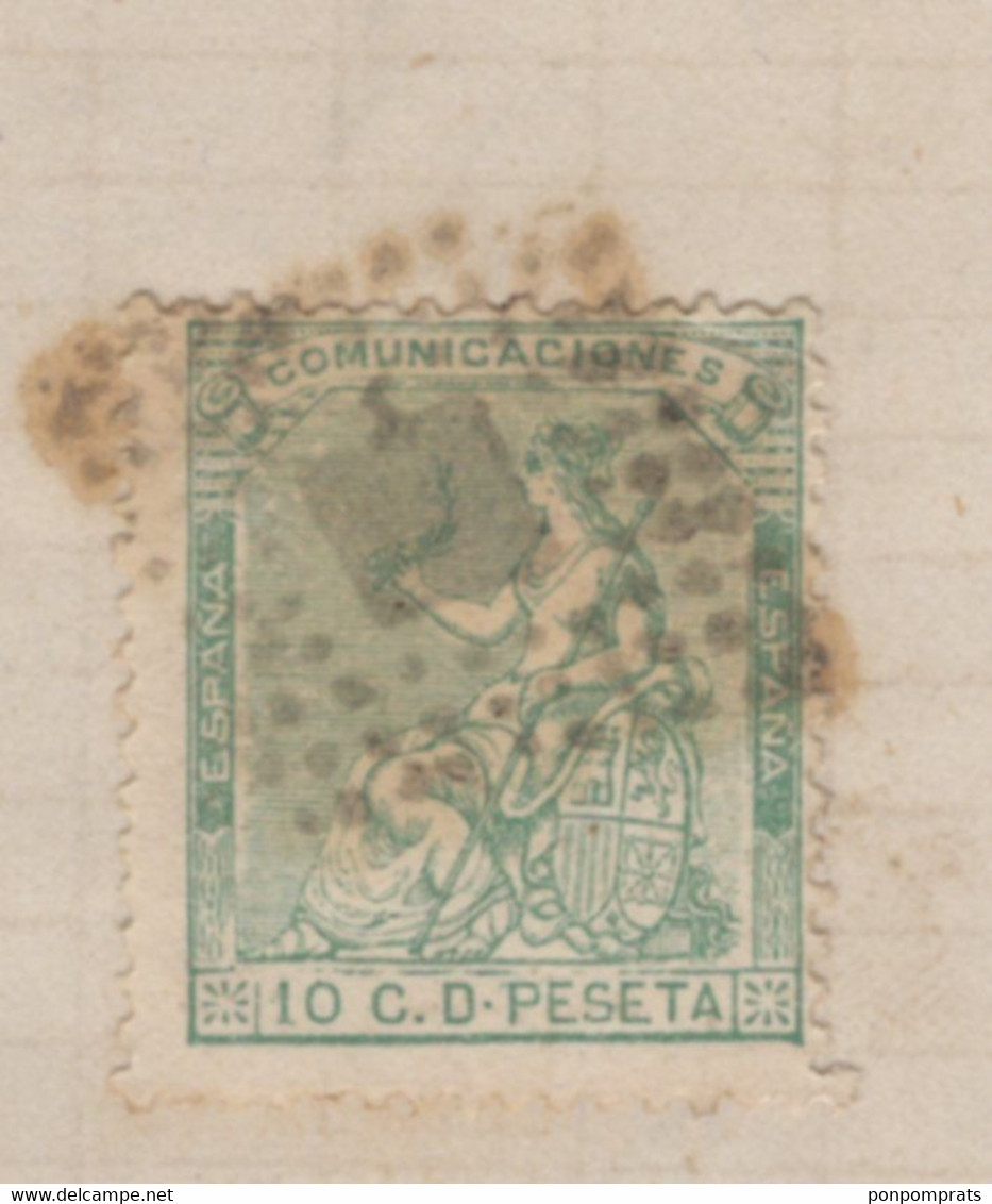 Espagne: Pli De 1873 Avec Timbre 10 C De Ptas Vert Oblt Los De Points + Petit CàDate VERA. ALMERIA P BARCELONA - Cartas & Documentos