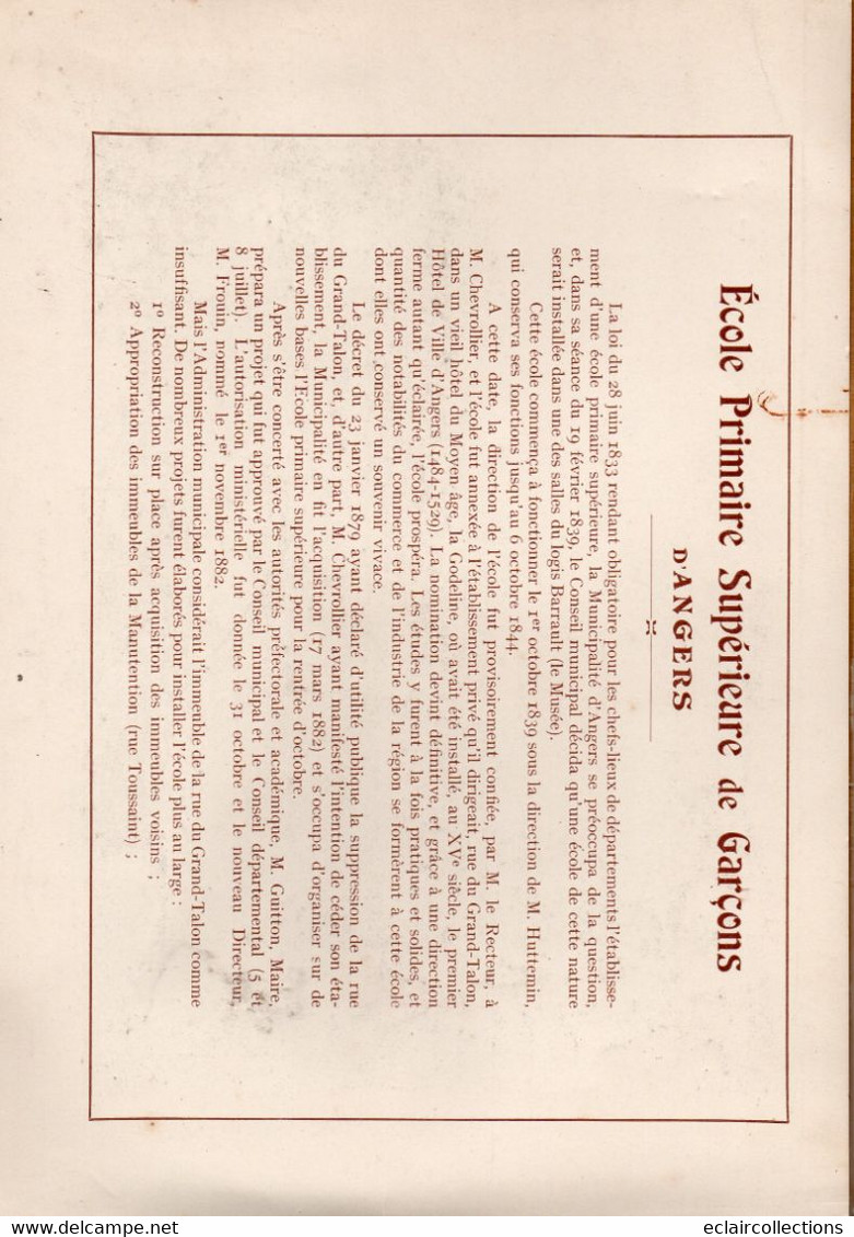 Vieux Papiers. Recueil -1908  Ecole Primaire Supérieure De Garçons   49  Angers   (Voir Scan Et Explication) - Unclassified