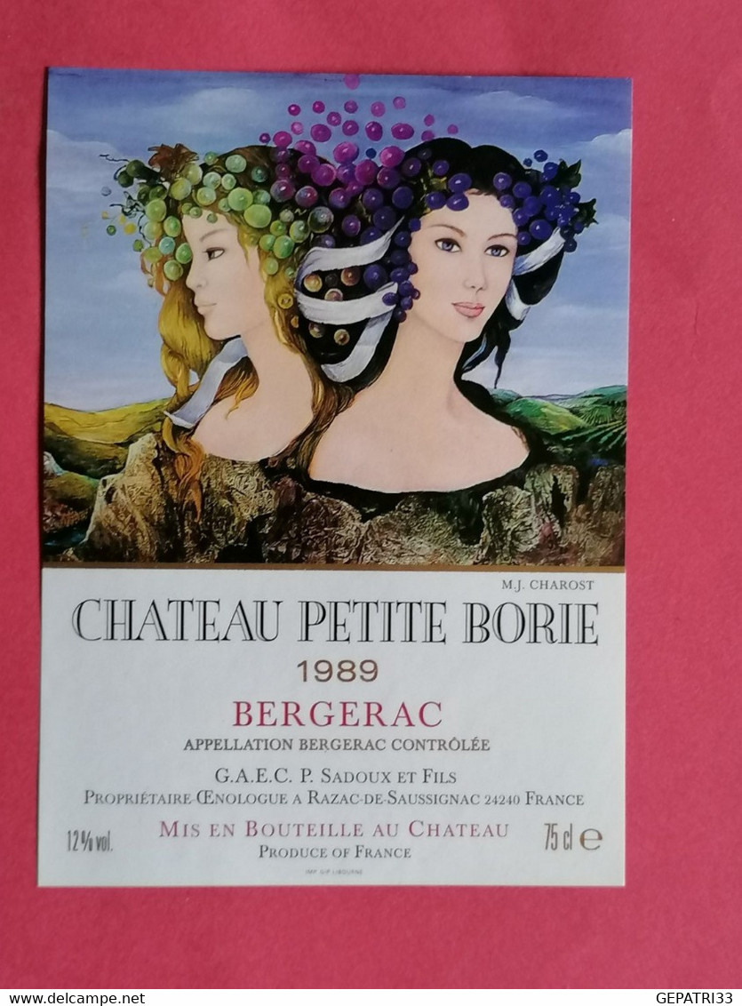 ETIQUETTE BERGERAC CHATEAU PETITE BORIE 1989     26/09/20 - Bergerac