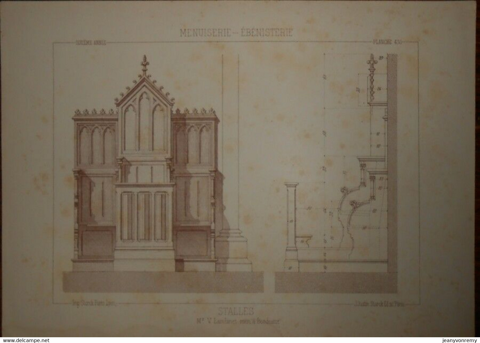 Stalles. Menuiserie - Ebénisterie.  M. V. Lambinet, Menuisier à Bordeaux 1887. - Autres Plans