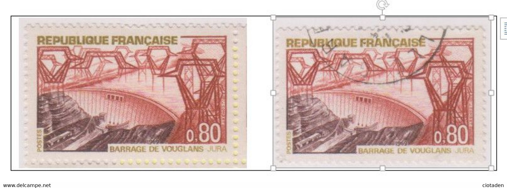 Barrage De VOUGLANS Jura - 80c Brun Rouge - 1969 - YT1583 - Variété De Couleur - Used Stamps