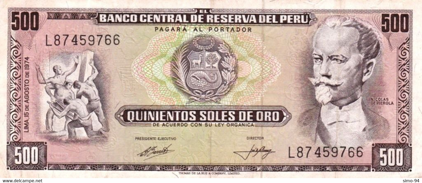 Peru P.104 500 Soles 1974 Xf - Perú