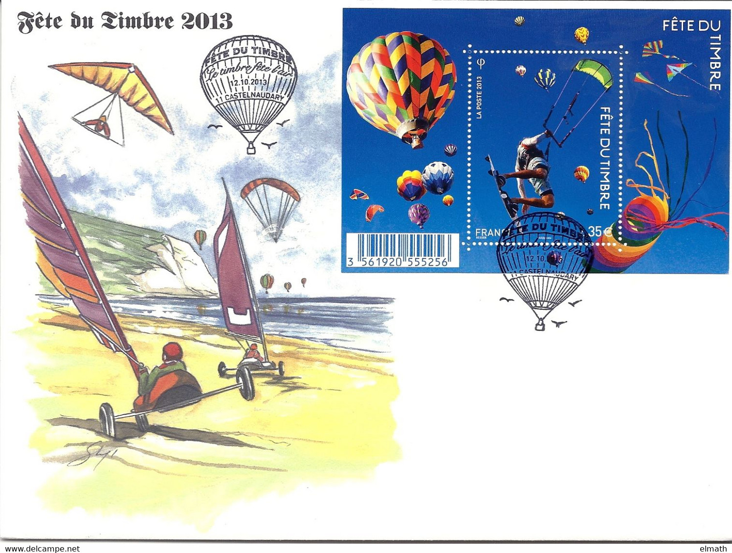 BLOC FETE DU TIMBRE 2013 "L'AIR" -  MONTGOLFIERES  - CERFS VOLANTS - ULM - PARACHUTE - KITE SURF - CHARS A VOILE - Other & Unclassified