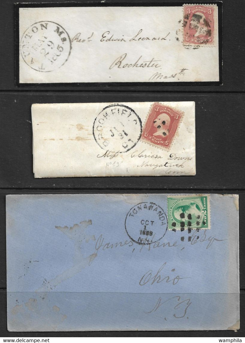 U.S.A 1865  3 Lettres De Taunton, Brookfield, Tonananda. - Andere & Zonder Classificatie