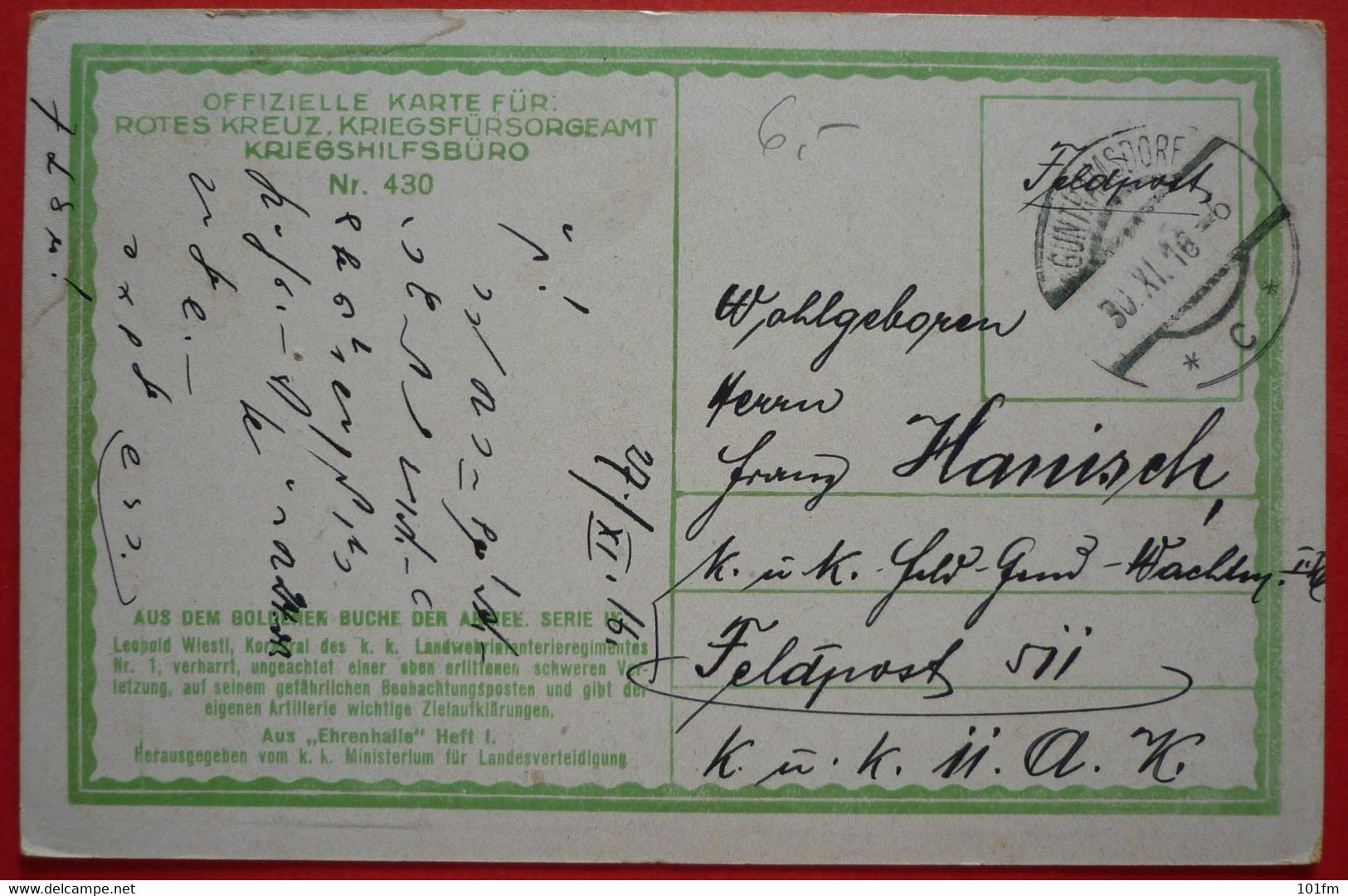 K.u.K. Soldaten, WWI - Offizielle Karte Fur Rotes Kreuz Nr. 430 - Guerra 1914-18
