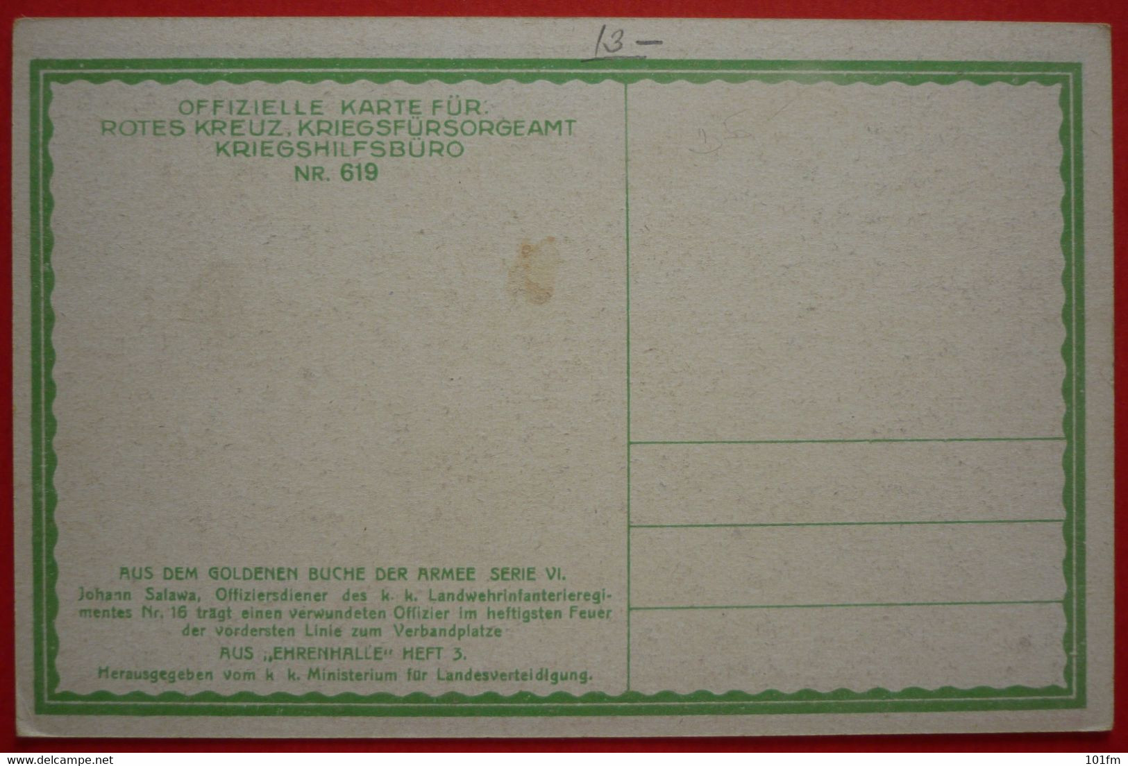 K.u.K. Soldaten, WWI - Offizielle Karte Fur Rotes Kreuz Nr. 619 - Guerra 1914-18