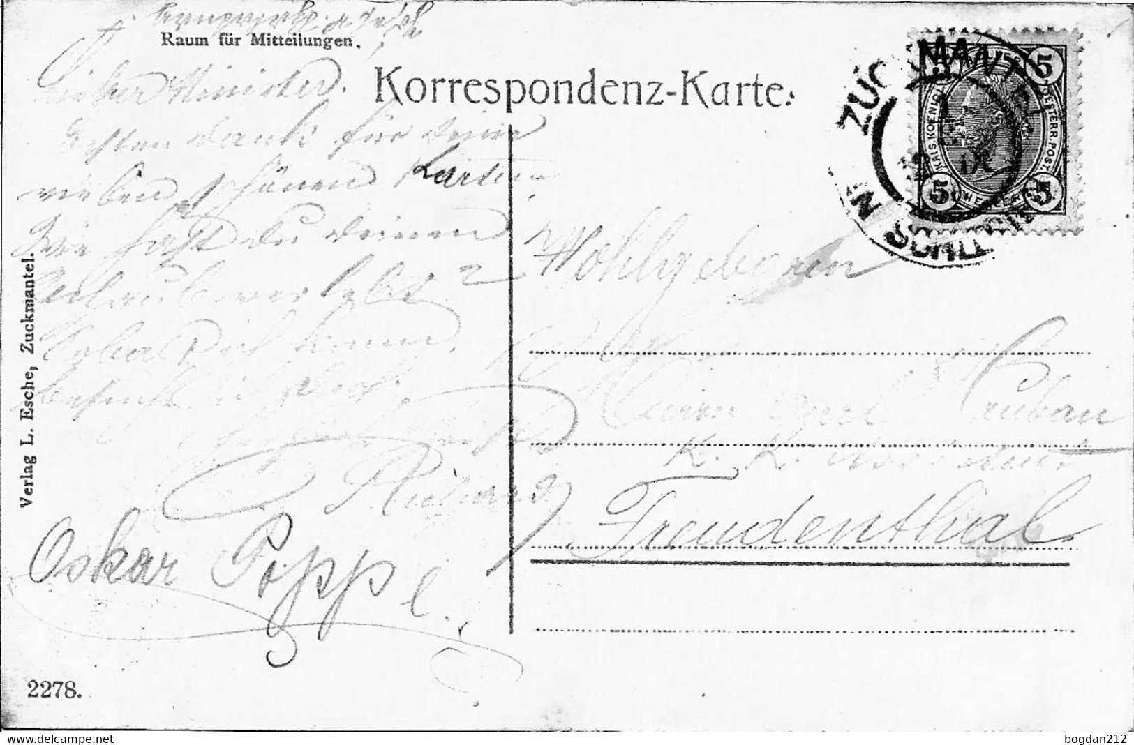 1903 - ZLATE HORY   Zuckmantel , Gute Zustand, 2 Scan - Repubblica Ceca