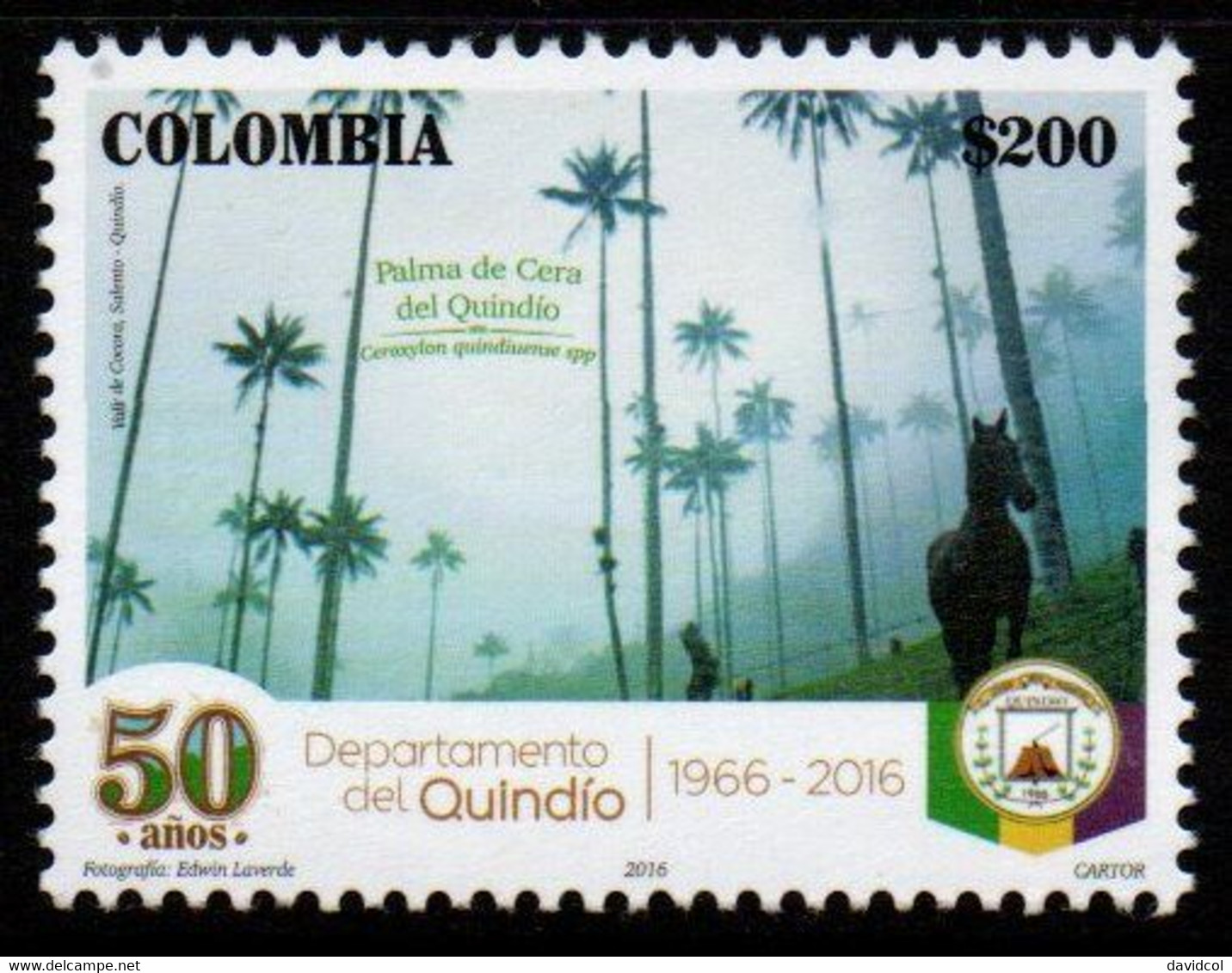 A595G - KOLUMBIEN - 2016, -MNH- QUINDIO DEPARTMENT, 50 YEARS- HORSE AND FOREST - Kolumbien