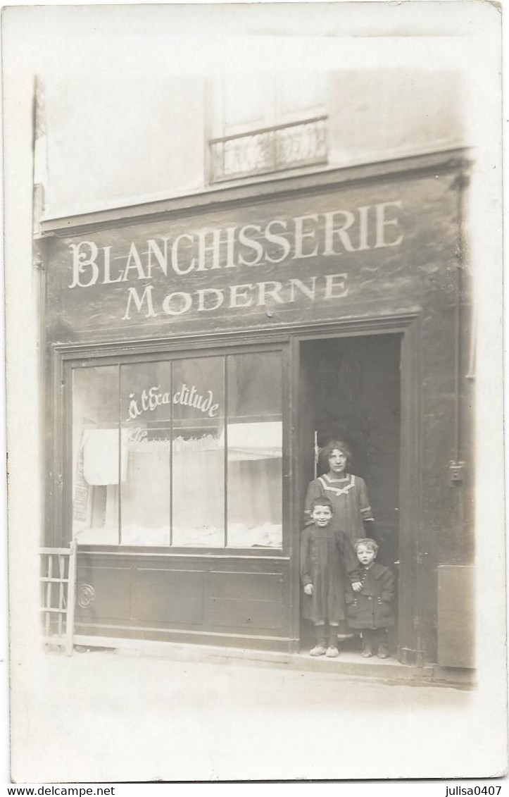 Carte Photo Devanture De Commerce BLANCHISSERIE MODERNE A L'EXACTIDUDE Animation - A Identifier