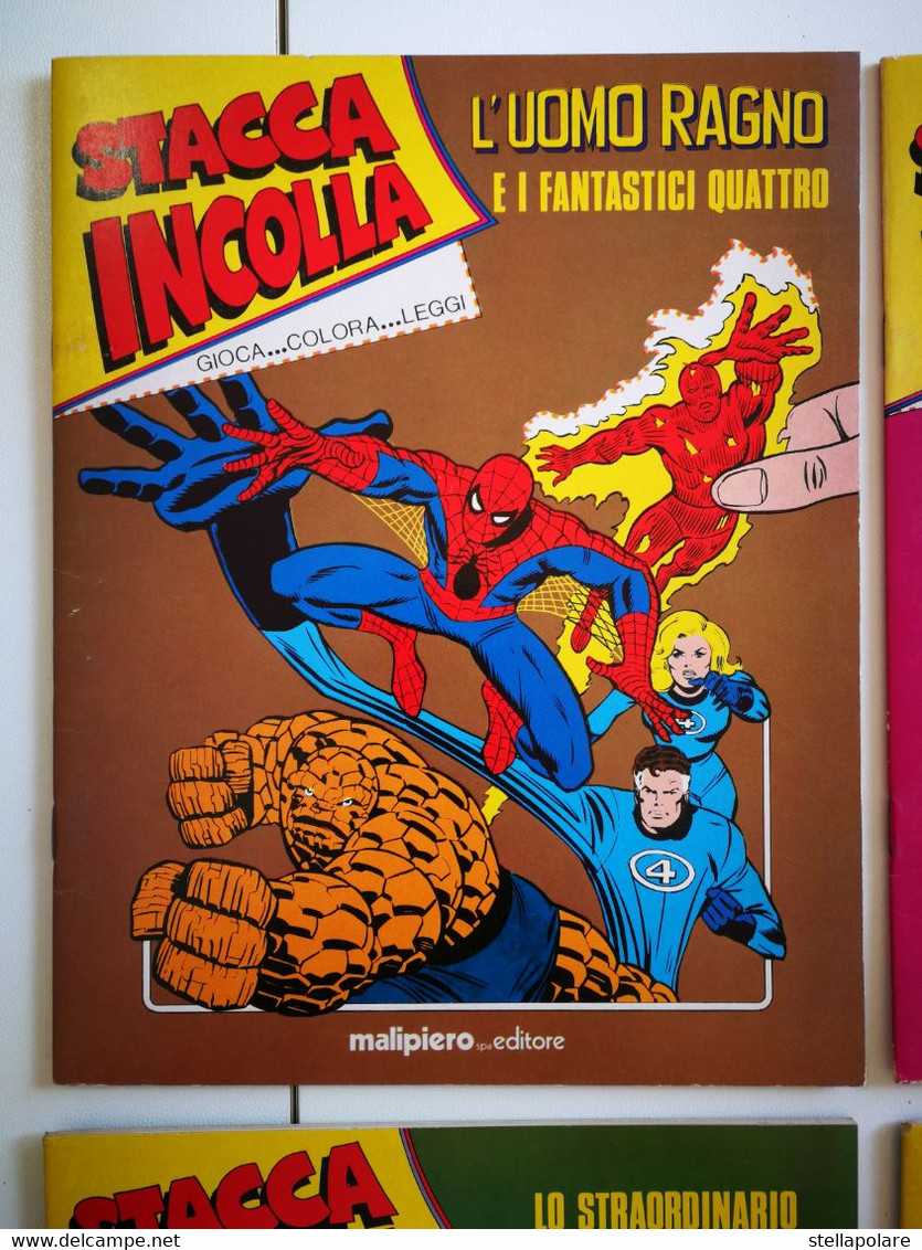 L'UOMO RAGNO - ORIGINALE 1979 LOTTO DI 4 ALBUM NUOVI STACCA INCOLLA MALIPIERO EDITORE - Super Heroes