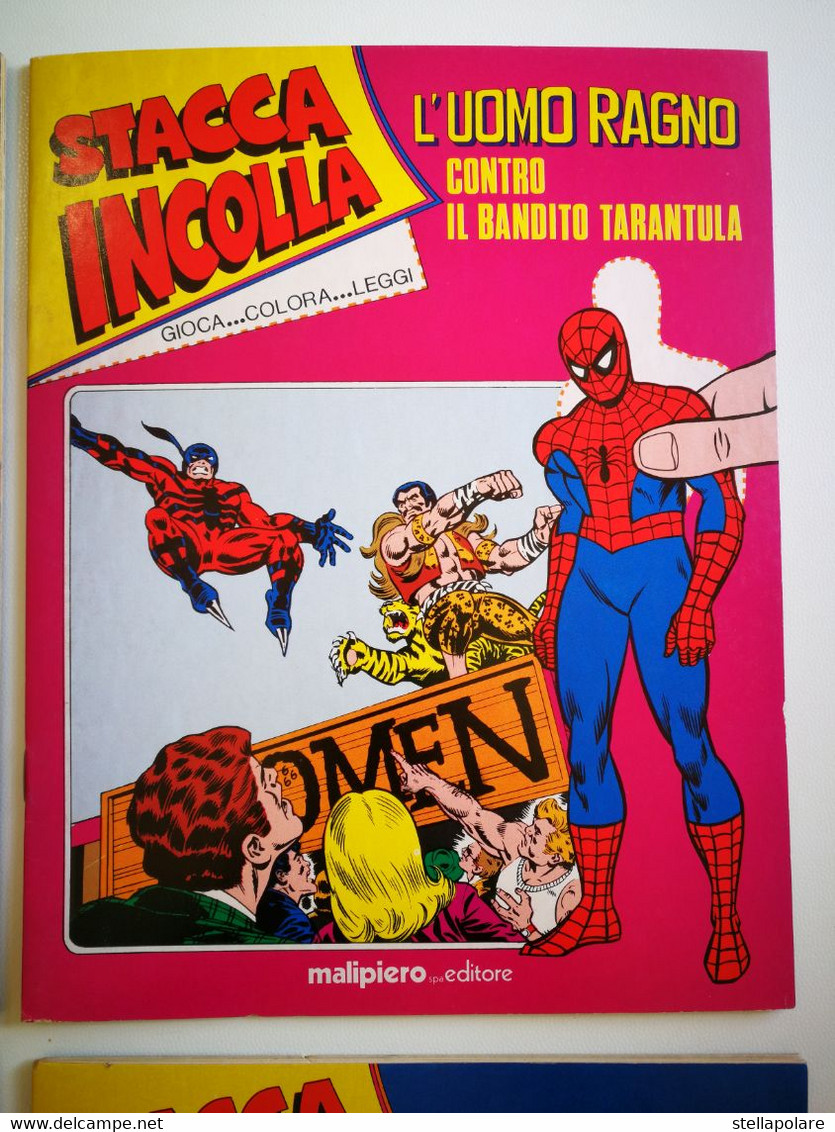 L'UOMO RAGNO - ORIGINALE 1979 LOTTO DI 4 ALBUM NUOVI STACCA INCOLLA MALIPIERO EDITORE - Super Heroes