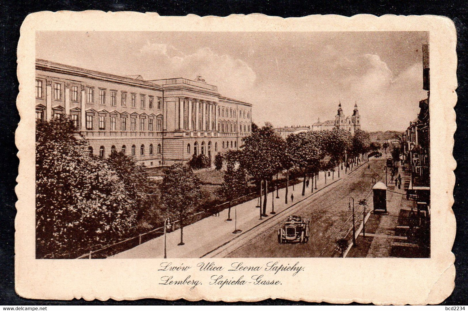 POLAND POSTCARD LWOW LVIV LEMBERG LEON SAPIEHY STREET SCENE OLD CAR PC MINT UKRAINE SAPIEHA GASSE POLOGNE POLEN - Polonia