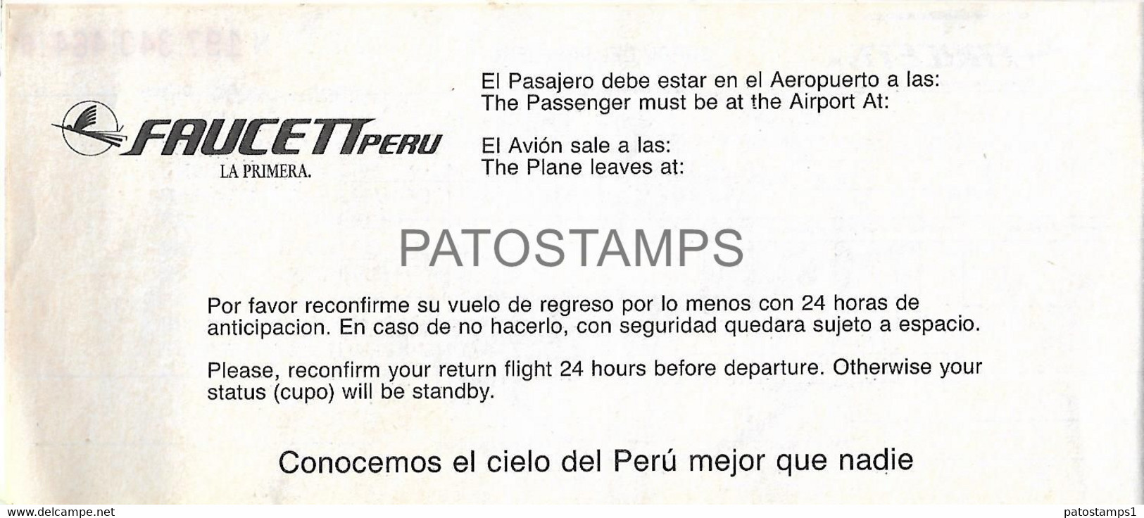 143681 PERU AVIACION AVIATION AEROLINEA FAUCETT TICKET NO POSTAL POSTCARD - Tickets