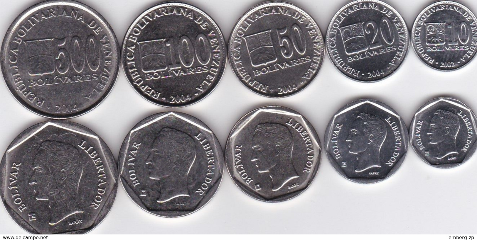 Venezuela - Set 5 Coins 10 20 50 100 500 Bolivares 2002 - 2004 UNC Lemberg-Zp - Venezuela