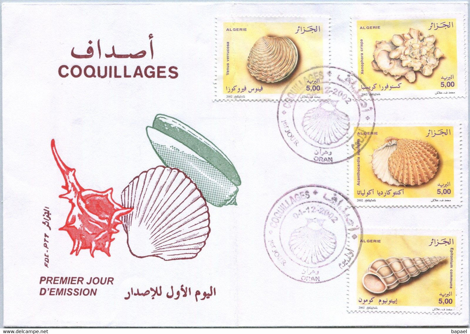 FDC - Enveloppe D'Algérie (Oran) - Coquillages (04-12-2002) - Algerije (1962-...)